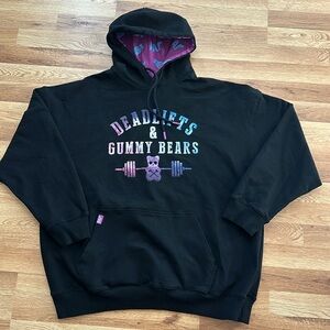 All American Roughneck Hoodie Sweatshirt “Deadlifts & Gummy Bears.” XXL